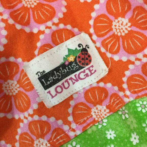 Ladybug Lounge Girls Dress 9 Months Knot Style Mixed Fabrics Orange Blue Green - Picture 2 of 4